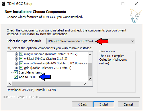 gnu gcc compiler code blocks 16.01