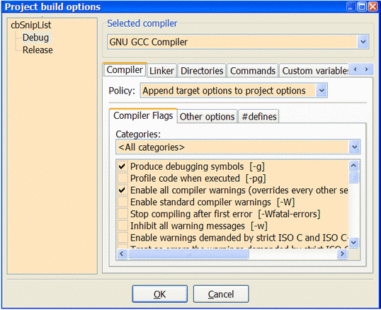 Project Build Options