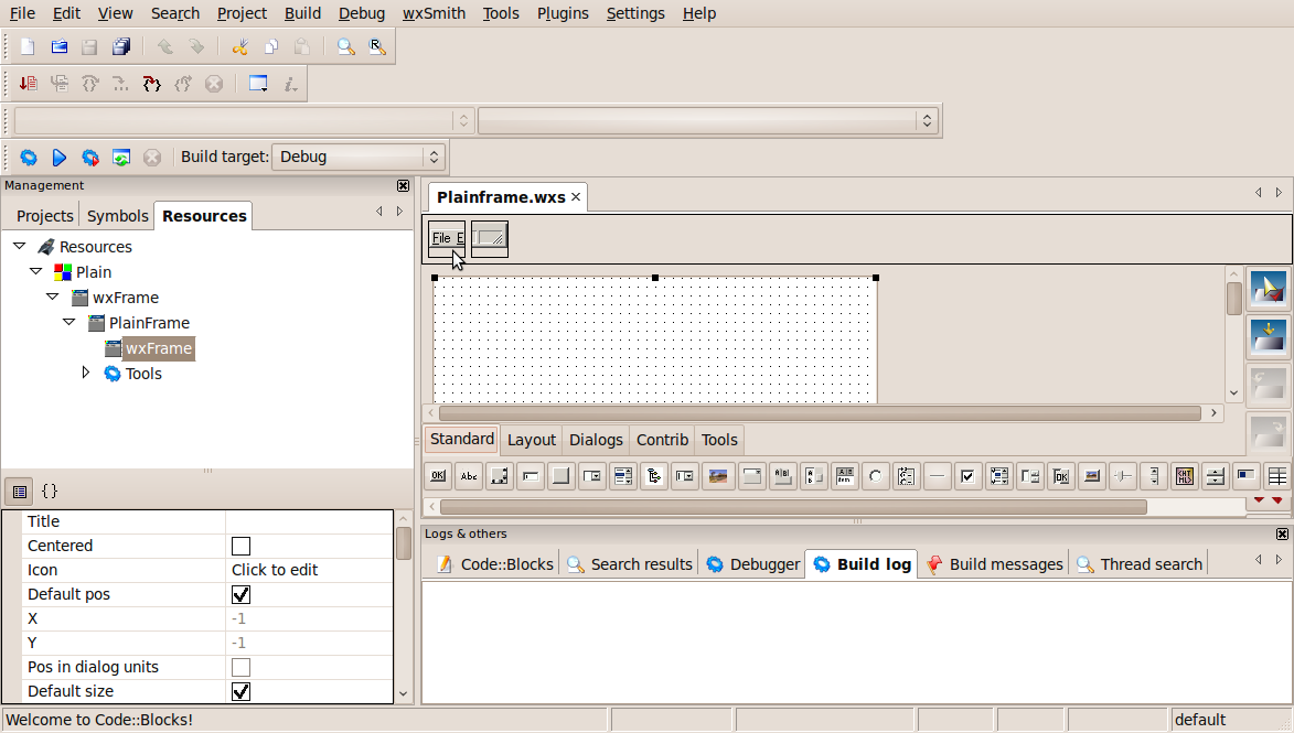 WxSmith tutorial: Hello world - Code::Blocks